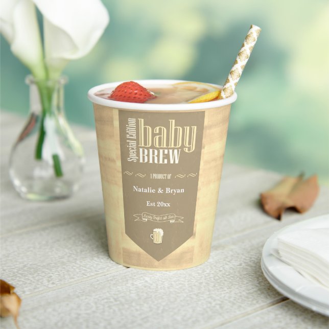 Gobelets En Papier Bière brassée bébé personnalisée Étiquette Drôle D (Insitu)