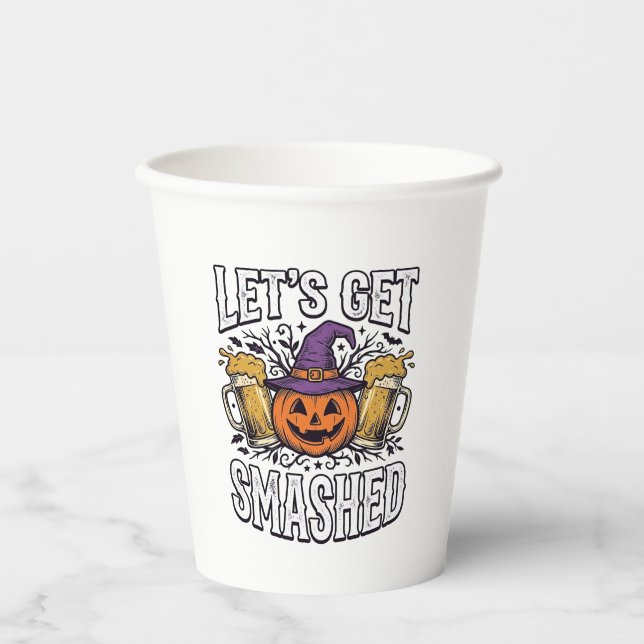 Gobelets En Papier Bièredecitrouille Halloween défonçons-nous (Recto)