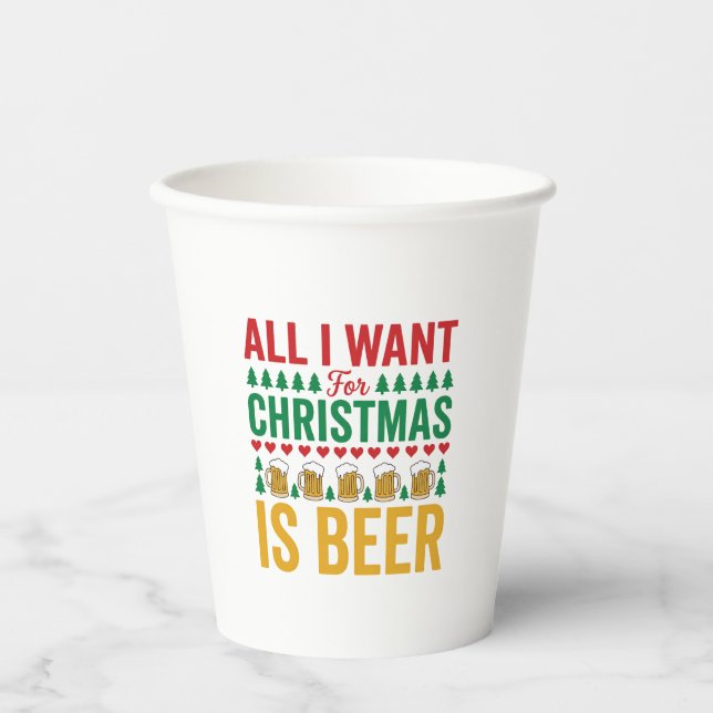 Gobelets En Papier Bières de Noël Conception de boisson de vacances a (Recto)