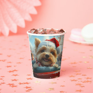Gobelets En Papier Biewer Terrier Dog Roller Dessous de verre Noël