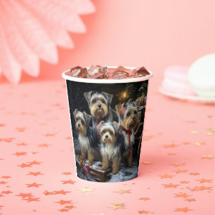 Gobelets En Papier Biewer Terrier enneigé Traîneau Décor Noël