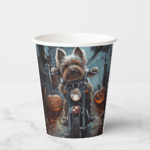 Gobelets En Papier Biewer Terrier équitation Moto Halloween Effrayer