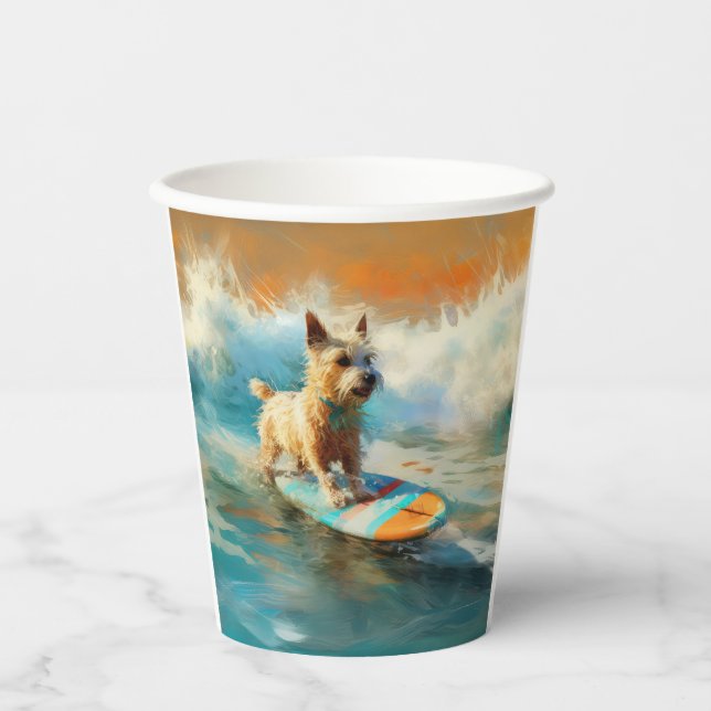 Gobelets En Papier Biewer Terrier Plage Surf Peinture (Recto)