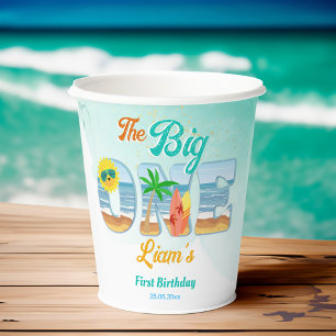 Gobelets En Papier Big One surf plage été anniversaire vaisselle