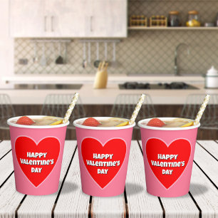 Gobelets En Papier Big Red Happy Valentine's Day Heart