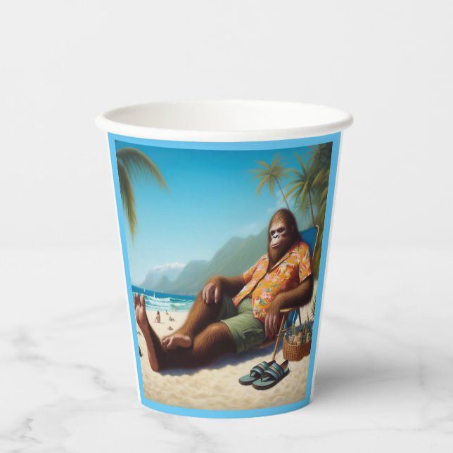 Gobelets En Papier Bigfoot sur la plage (Recto)