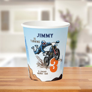 Gobelets En Papier Biker Kid Dirt Stunt Vélo Anniversaire