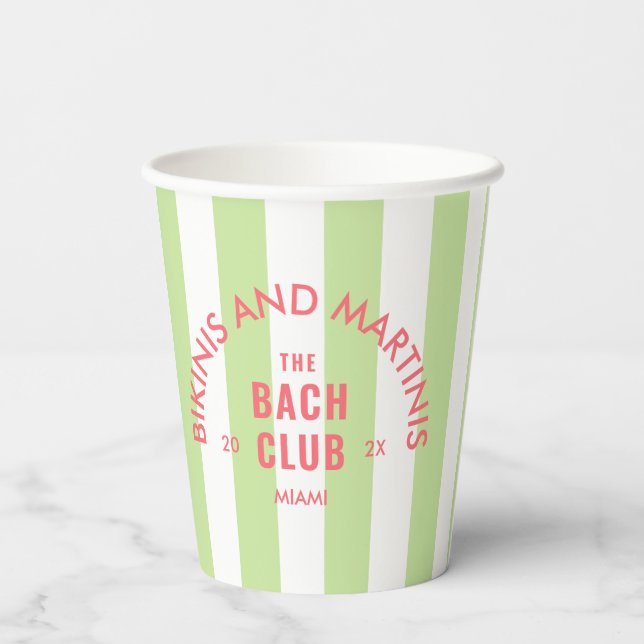 Gobelets En Papier Bikinis Et Martinis Le Club Bach Rayure Verte (Verso)