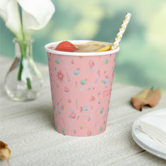 Gobelets En Papier Birdie Pink Paper tasse pour la fête des enfants