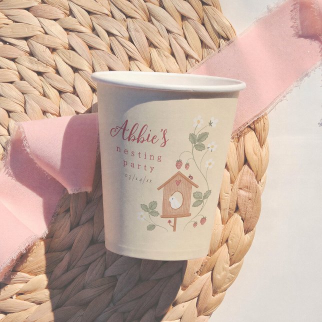 Gobelets En Papier Birds & Berries Nesting Party Girl Baby Shower (Créateur téléchargé)