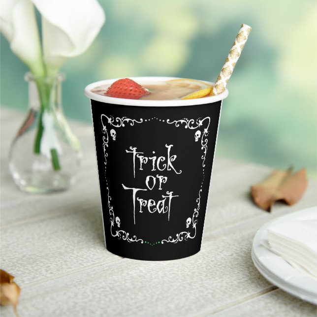 Gobelets En Papier Black and White Trick or Treat  (Insitu)