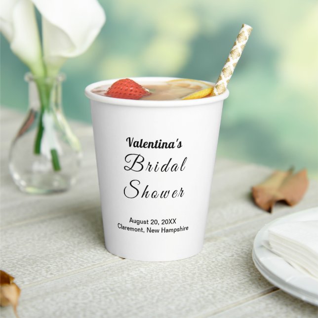 Gobelets En Papier Black and White Typography Bridal Shower Paper Cup (Insitu)
