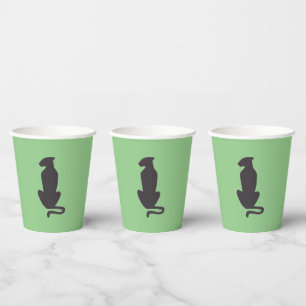 Gobelets En Papier Black Cat Silhouette tasses de papier vert