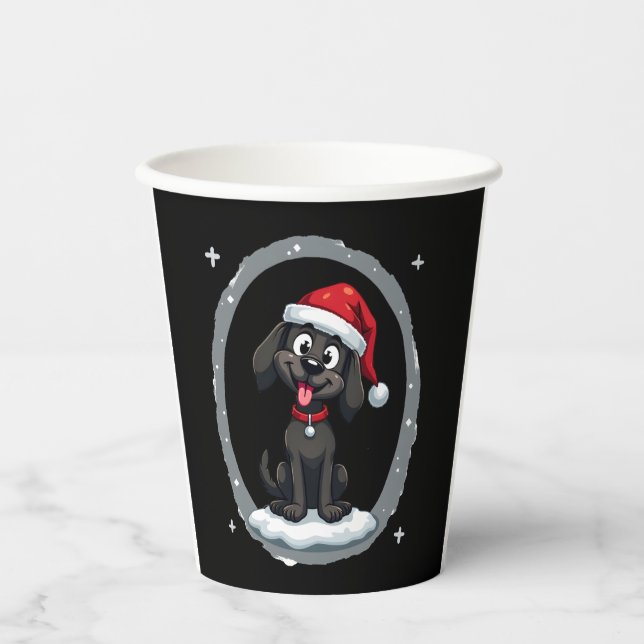 Gobelets En Papier Black Labrador Christmas Santa Hat Xmas Pajama T-S (Recto)