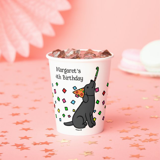 Gobelets En Papier Black Labrador Confetti fête d'anniversaire