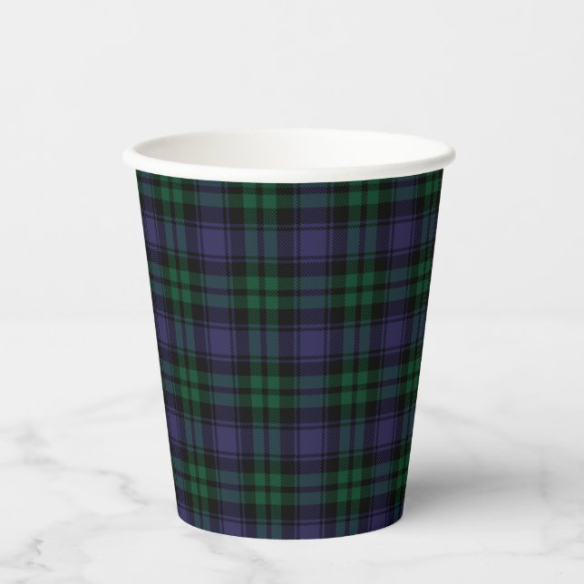 Gobelets En Papier Black Watch Tartan, Plaid (Recto)