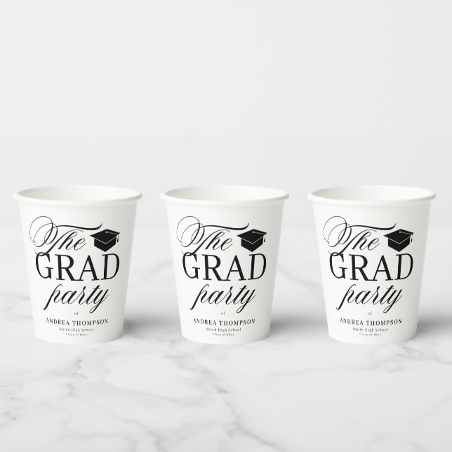 Gobelets En Papier Black White Minimalist The Grad Party  (Multi)