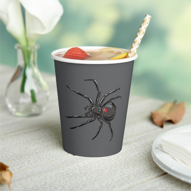 Gobelets En Papier Black Widow Spider Dessin original (Insitu)
