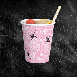 Gobelets En Papier Black Widow Spider Webs Pastel Pink
