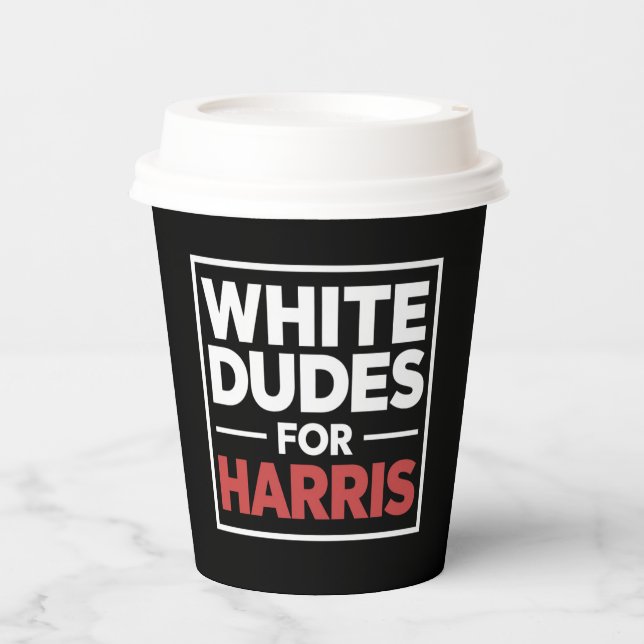 Gobelets En Papier Blancs pour Kamala-Harris Présidente 2024 (Recto)