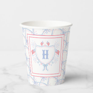 Gobelets En Papier Blason de monogramme de feux d'artifice du 4 juill