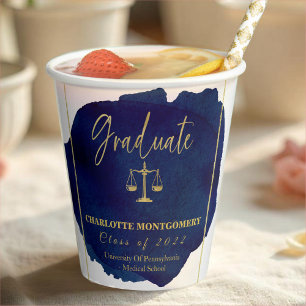 Gobelets En Papier Bleu Abstrait Elegant Law School Graduation