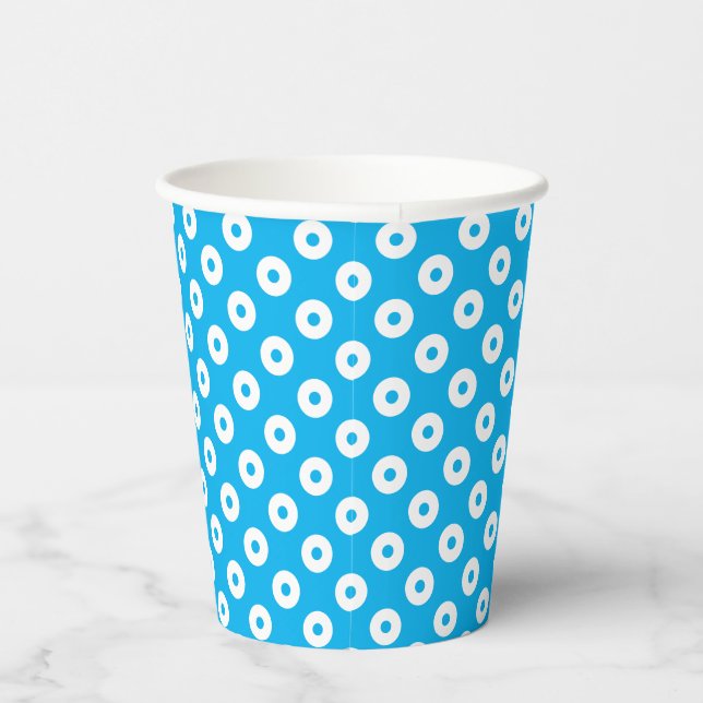 Gobelets En Papier Bleu amusant avec Polka-Dots Bleus et Blancs (Droite)