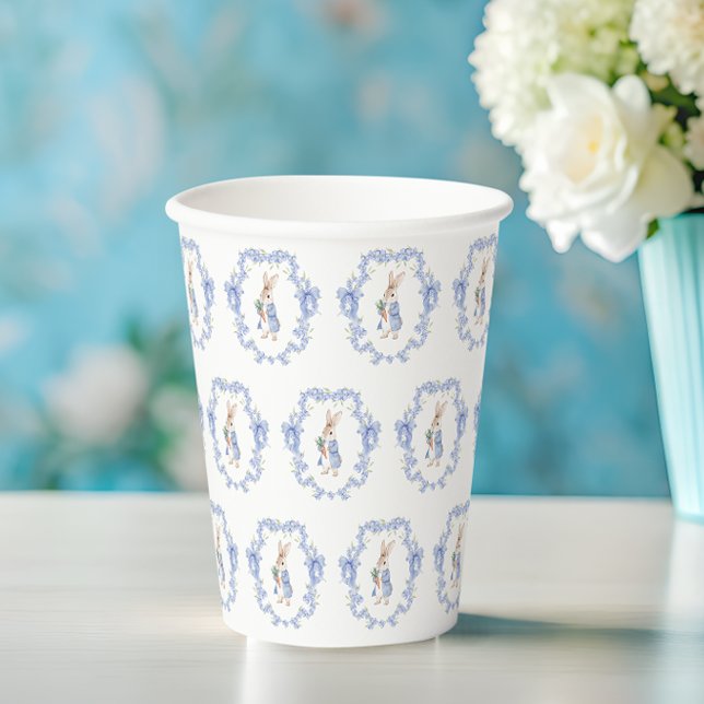 Gobelets En Papier Bleu Aquarelle Bunny Garçon Baby shower Cups en pa (Créateur téléchargé)