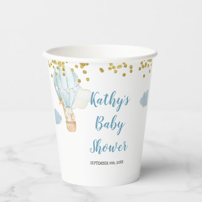 Gobelets En Papier Bleu Ballons à air chaud Coupes en Livre blanc (Recto)