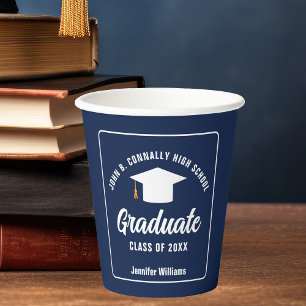 Gobelets En Papier Bleu blanc de la Marine Graduate sur mesure