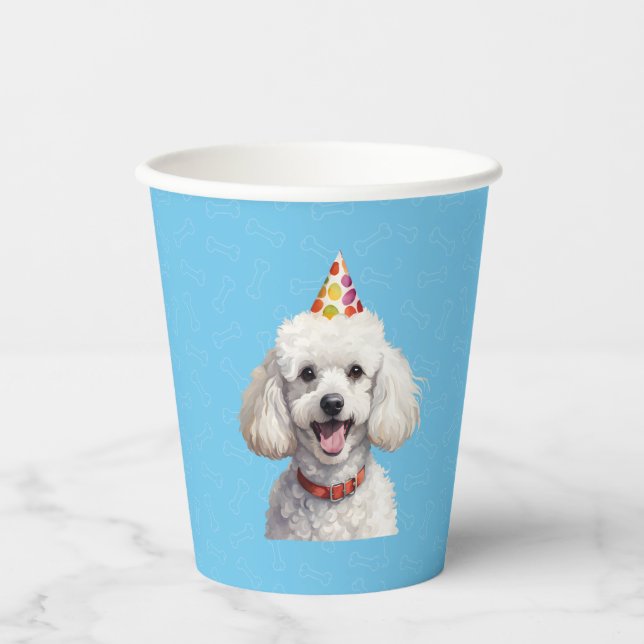 Gobelets En Papier Bleu Chien Chien Chien Anniversaire Coupes en Papi (Recto)