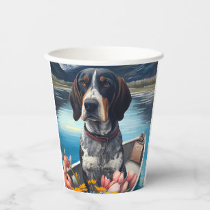 Gobelets En Papier Bleu Coonhound sur une pagaie : une aventure Pitto