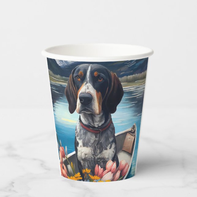 Gobelets En Papier Bleu Coonhound sur une pagaie : une aventure Pitto (Recto)