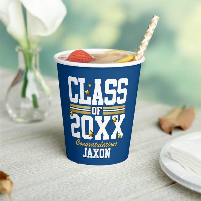 Gobelets En Papier Bleu|Coupes de papier de classe Gold (Insitu)