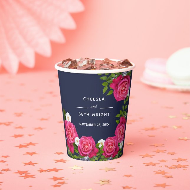 Gobelets En Papier Bleu de minuit et rose rose (Insitu)