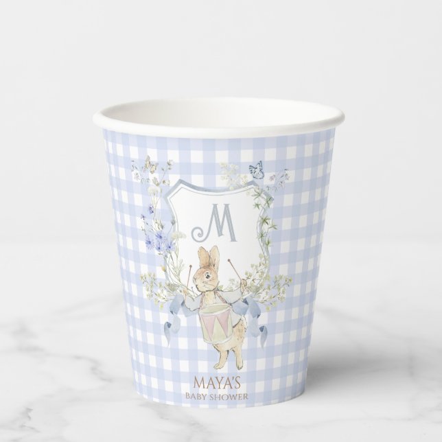 Gobelets En Papier Bleu En vichy Peter le Baby shower Rabbit MUTED BL (Recto)