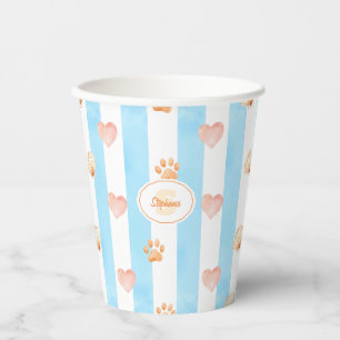 Gobelets En Papier Bleu et blanc - Coeurs, Empreinte de patte, Coque