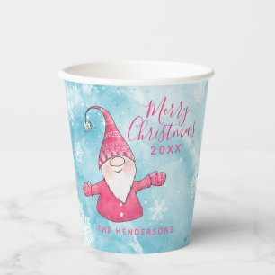 Gobelets En Papier Bleu et rose joyeux Noël