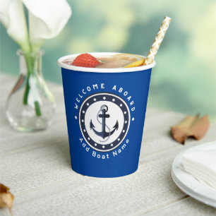Gobelets En Papier Bleu Marine Ancre nautique club bateau marina