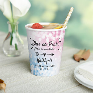 Gobelets En Papier Bleu Ou Rose Moderne ? Parti de révélation de genr