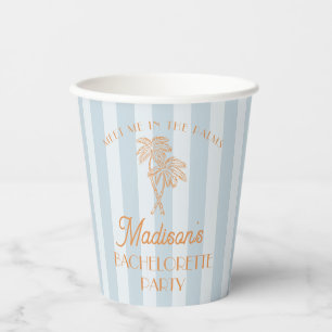 Gobelets En Papier Bleu Palm Spring Pastel Plage Enterrement de Vie d