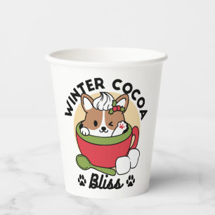 Gobelets En Papier Bliss de cacao d'hiver - Chien mignon en mode Mug
