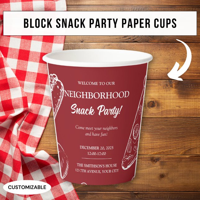 Gobelets En Papier Bloc de plaisir de quartier rouge nourriture colla (Créateur téléchargé)