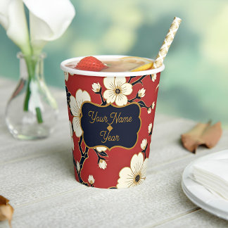 Gobelets En Papier Blossom Nouveau | Fleurs personnalisées élégantes