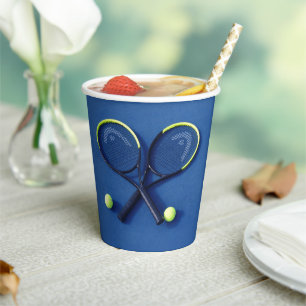 Gobelets En Papier Blue Anniversaire Raquettes et Balls Tennis