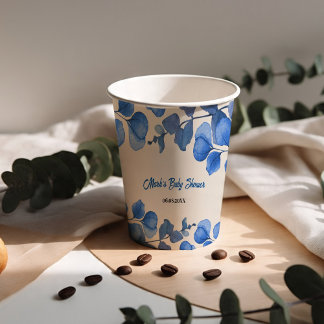 Gobelets En Papier Blue Baby Shower paper cup – Custom Name & Event 