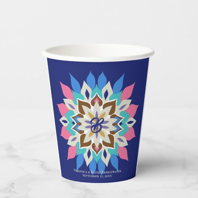 Gobelets En Papier Blue Bayou 12 oz Mariage  (Recto)