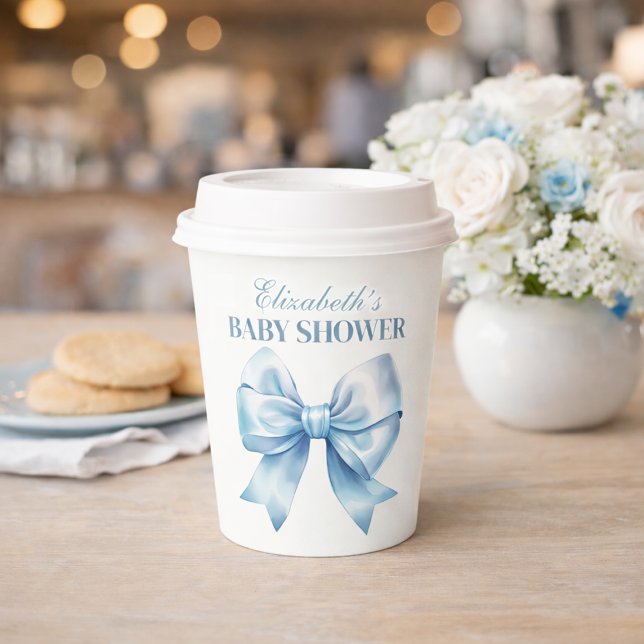 Gobelets En Papier Blue Bow Baby Boy Elegant Baby Shower Paper Cups (Blue Bow Baby Boy Elegant Baby Shower Paper Cups)