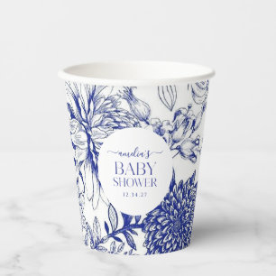 Gobelets En Papier Blue Chinoiserie Victorian Floral baby shower