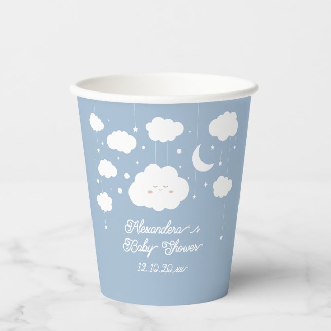 Gobelets En Papier Blue Cloud 9 baby shower (Recto)